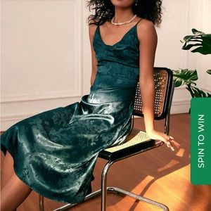 Dark Teal Floral Midi Dress